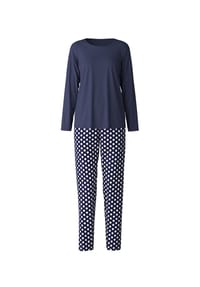 CALIDA - Damen Pyjama, lang Cotton Special - peacoat blue