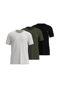 TOM TAILOR - Herren T-Shirt, 3er Pack - Rundhals, Kurzarm, Single Jersey, Baumwolle, einfarbig - Grün