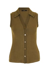 zero - Jerseytop mit Knopfleiste - Dark Olive