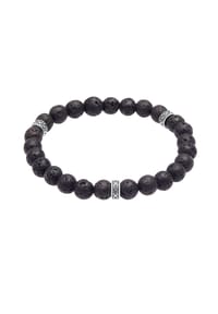 KUZZOÍ - Armband Herren Lava Schwarz Vintage 925 Silber Oxidiert - Gold