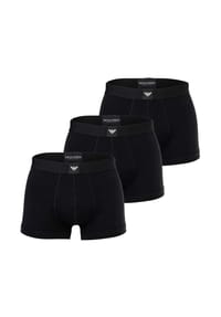 EMPORIO ARMANI - Herren Trunks, 3er Pack - ESSENTIAL LOGOLABEL, Shorts, Stretch Cotton - Schwarz