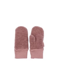 maximo® - GOTS MINI-Fausthandschuhe Daumen, Wollfleece, Strickbund - braunmeliert