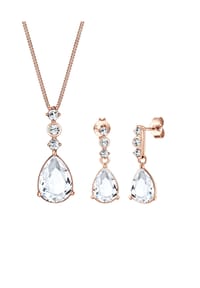 elli. PREMIUM - Schmuckset Tropfen Edel Kristalle 925 Sterling Silber - Blau