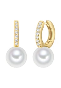 Rafaela Donata - Damen Ohrringe aus 925/- Sterling Silber in Gelbgold mit Zirkonia und Muschelkernperle - gelbgold