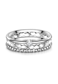 GLANZSTÜCKE MÜNCHEN - Damen Set (Ring 3er) aus 925/- Sterling Silber in Silber mit Zirkonia - silber