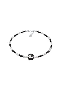 elli. - Fußschmuck Yin Yang Glasperlen Synth. Perlen 925 Silber - Zweifarbig