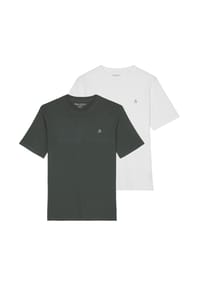 Marc O'Polo - Herren T-Shirt, 2er Pack - Small-Logo, Regular Fit, Baumwolle, uni - Blau/Weiß