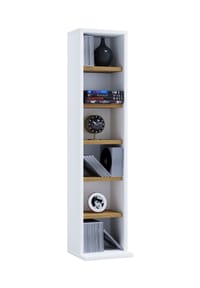VCM. - Holzregal stehend | platzsparender CD Schrank für 102 CDs oder 36 DVDs | Maße: H. 92 x B. 21 x T. 20 cm | Elegantes DVD Regal stehend | Blu-Ray Regal | CD Regal - Elementa - Anthrazit / Honig-Eiche
