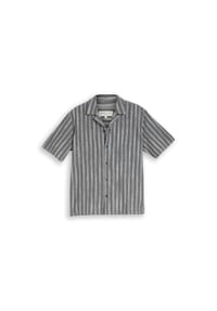 DENIM TOM TAILOR - Freizeithemd, Body Fit, Kurzarm, Reverskragen, für Herren - 39522 BLACK GREYIS
