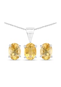 caї - Schmuck-Set 925/- Sterling Silber 3 Citrin 2,4 ct. - weiß