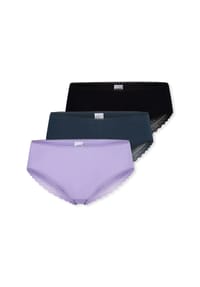SCHIESSER - Damen Brazilian-Slips, 3er Pack - 3Pack Brazilian, Stretch Cotton, uni - Lila/Schwarz/Dunkelblau