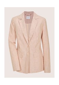 MADELEINE - Eleganter Longblazer mit Nadelstreifen - puderrosé / bleigrau / melange