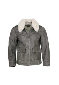 FREAKY NATION® - Herren Lederjacke Blouson Büffelleder grau retro - grau