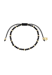 GLANZSTÜCKE MÜNCHEN - Armband Edelstahl gelbgold Textil (schwarz) Spinell schwarz - gelbgold