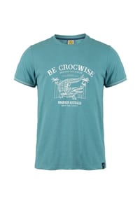 ROADSIGN® australia - Herren T-Shirt Crocwise mit auffälligem Frontmotiv aus weicher Baumwolle für lässige Sommer Styles mit Australien Flair - grün