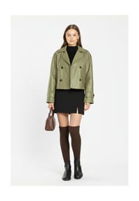 RICANO - Oversized Damen Kurzjacke Yvette im Trenchcoat-Stil - Beige