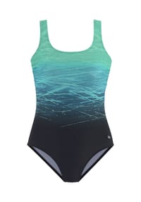 LASCANA - Badeanzug, schnelltrocknend, Shapingeinsatz, für Damen - 3762 BLACK GREEN