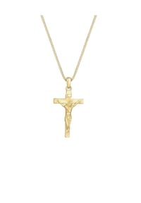 elli. PREMIUM - Halskette Kreuz Klassisch Glaube Jesus Kommunion 375 Gelbgold - Gold