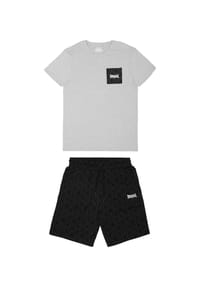 LONSDALE™ - Herren T-Shirt & Shorts Set normale Passform BUSTON - Marl Grey/Black/White