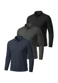 normani® - 3er Set Herren Langarm Poloshirt Lyroe - Anthrazit