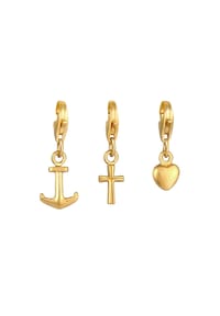 Nenalina - Charm Kreuz Herz Anker Liebe Glaube Set 925 Silber - Gold