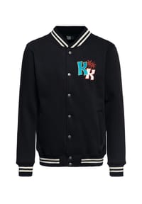 KING KEROSIN - Collegejacke mit wertiger, plakativer vintage Stickerei Backside Tiki Surfers - schwarz