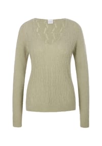 MADELEINE - Ajour-Pullover aus Alpaka- Mischung - hellschilf