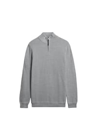 Superdry. - Herren Strickpullover mit Zip-Stehkragen - Cotton Texture Henley, Pullover, einfarbig - Dunkelblau