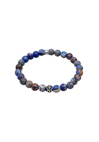 KUZZOÍ - Armband Herren Achat Blau Beads Oxidiert 925Er Silber - Dunkelblau