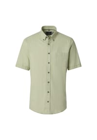 CASAMODA - Herren Leinenhemd Kurzarm uni Casual Fit - Grün