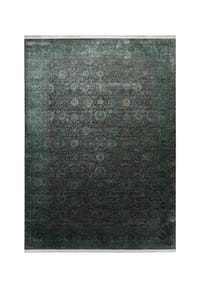 WECONhome - Kurzflorteppich LunaSilk - Pflegeleichtes Vintage-Design mit Seidenglanz - Grün/Grau