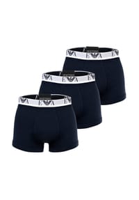 EMPORIO ARMANI - Herren Trunks, 3er Pack - BOLD MONOGRAM, Shorts, Stretch Cotton - Blau