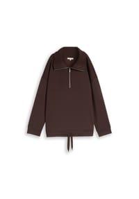TOM TAILOR plus - Sweatshirt, Troyer, für Damen - 13234 DARK BROWN