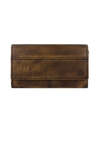 GREEN BURRY Destressed - Destressed Geldbörse RFID Schutz Leder 18.5 cm - deep red