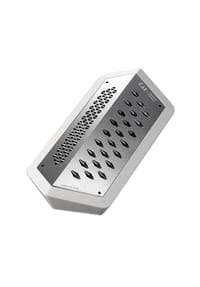 KAI - Sebastian Conran Küchenreibe Janus, mit Auffangbehälter, Edelstahl, Weiß - silber