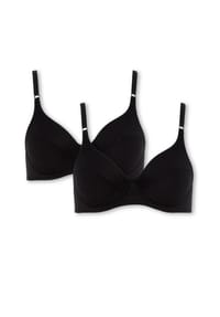 BeeDees® - Damen Bügel-BH Rock'n'Roll W (2-er Pack) im praktischen Doppelpack, 100 % Baumwolle, bequem, formgebend und unwattiert - schwarz