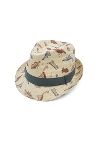 maximo® - MINI BOY-Trilby Dinosaurier allover, Futter - wollweiß/multicolor