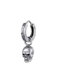 KUZZOÍ - Ohrringe Herren Single Creole Totenkopf Anhänger 925 Silber - Silber