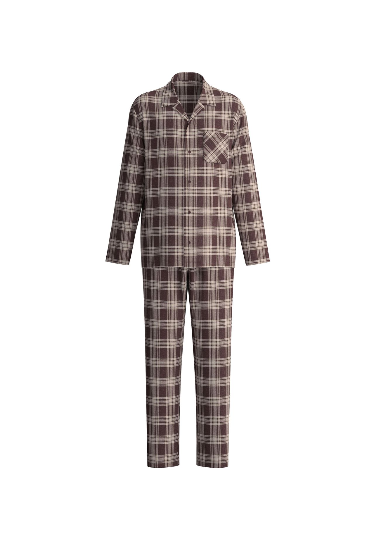 Calida Herren Braun Relax Flannel Mood Pyjama Mit Knöpfenfür M, Wärmender Flanell Für Behagliche Nächte - Bild 3
