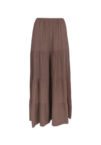 Seasons of April - Rock DAISY MUSSELIN Musselinrock Maxirock Damen Baumwolle Lang | Daisy Stufenrock Boho - Mokka