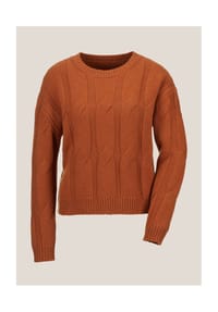 MADELEINE - Kurzer Rollkragen-Pullover mit Zopfmuster - safran