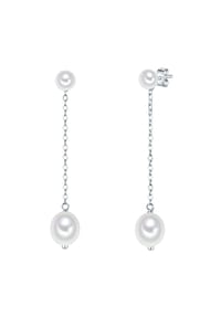 VALERO PEARLS - Damen Ohrringe aus 925/- Sterling Silber in Silber mit Süßwasser-Zuchtperle - silber