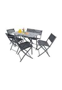 VCM. - 7-tlg Gartenmöbel Set | Sitzgruppe Essgruppe | 1xTisch, 6x Stühle | Tisch Maße ca. H. 72 x B. 110 x T. 55 cm | Klappbar | Garten Set - Sumila - Rot