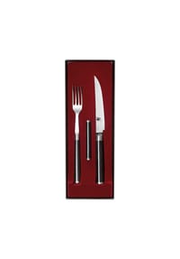 KAI - Shun Besteck-Set, 3-tlg., Steakmesser, Gabel, Besteckbänkchen, Messer - silber