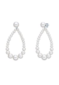 VALERO PEARLS - Damen Ohrringe aus 925/- Sterling Silber in Silber mit Süßwasser-Zuchtperle - weiß