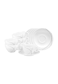 Seltmann Weiden Frühstückstassen mit Untertassen Trio Highline 390 ml 6er Set weiß-grau - TRIO - weiß-grau