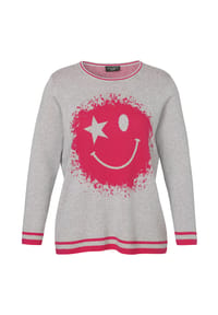 VIA APPIA -DUE- - Pullover mit grafischem Muster - grau melange / pink