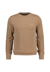 GANT - Herren Pique-Strickpullover, Rundhals - COTTON PIQUE C-NECK, Baumwolle - Beige (Dark Khaki)