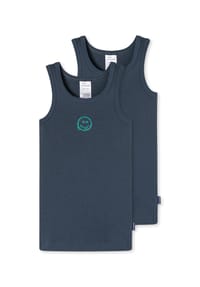 SCHIESSER - Unterhemd Fine Rib, 2er-Pack, Bio-Baumwolle, für Kinder - 912 HELLBLAU/WEISS