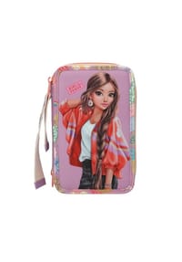 DEPESCHE - 3-Fach Federtasche mit Anhänger GIRL POWER inkl. Stifte TOPModel 7,5 x 13 x 20 cm - violett